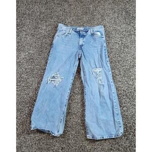 Levis Jeans Womens 32 Blue Baggy Wide Leg Denim y2k Street Flare